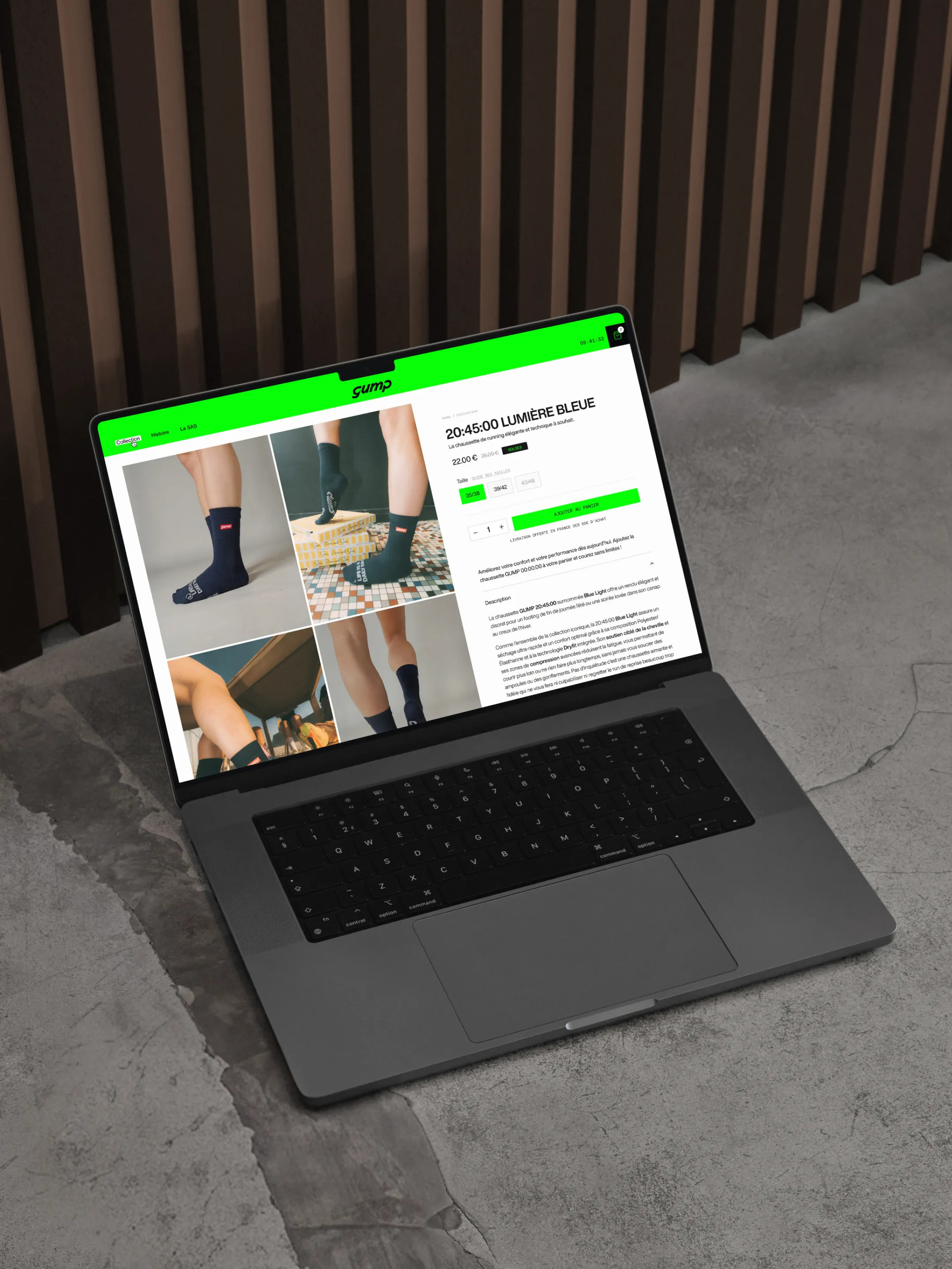 Expérience d'achat Gump, e-commerce Shopify fluide et optimisé