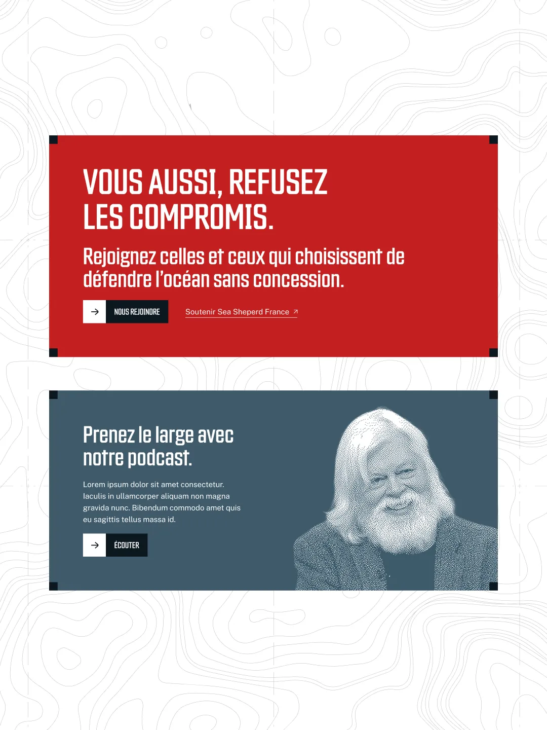nterface du site Sea Shepherd dÃ©veloppÃ© en CMS Kirby Ã©coâ€‘conÃ§u.